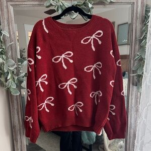 Red Bow Pattern Sweater